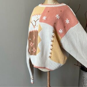 Liz Claiborne Multicolor Patchwork Sweater